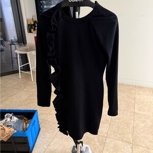 Victoria Beckham Black Dress with Ruffle Detail size medium